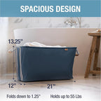 CleverMade Collapsible Laundry Basket LUXE 2 Pack – 60 L (16 Gal) Foldable Cotton Blend Clothes Hamper with Vegan Leather Acc