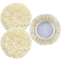 3 PCS Wool Buffing Polishing Pads 6 Inch, Natural Wool Cutting Pads with Hook and Loop Backing Compound & Polishing for Automotive Car Boats Glass Furniture Repair