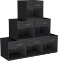 DIMJ Cube Bins, 6 Packs Fabric Storage Cubes with Clear Window, Storage Bins with Handles, Storage Baskets for Organizing Liv