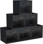 DIMJ Cube Bins, 6 Packs Fabric Storage Cubes with Clear Window, Storage Bins with Handles, Storage Baskets for Organizing Liv