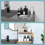 Bathroom Counter Organizer, 2-Tier Standing Storage Shelf with Basket, Wood Tray for Skincare Vanity Organizer