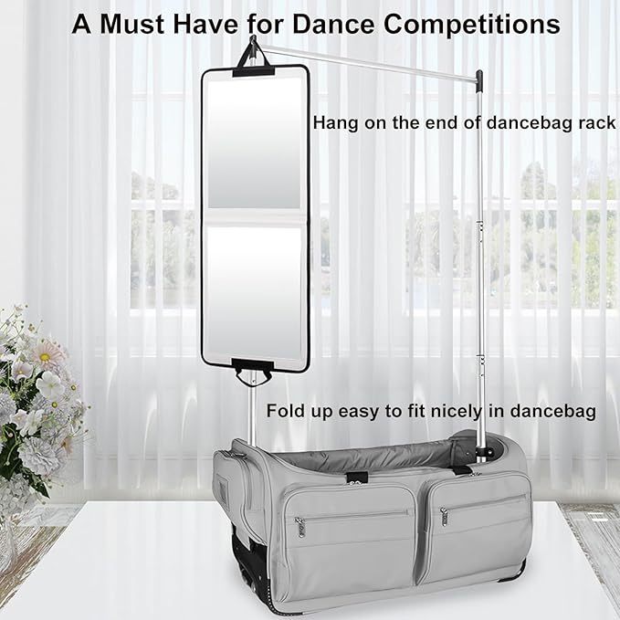LPHUMEX White Foldable Full Length Mirror for Dance Bag, 33x13 Inch Portable Folding Body Mirror for Dance Travel Wedding Gol