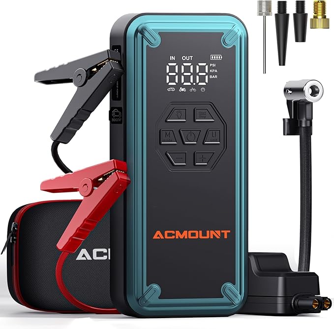 Jump Starter with Air Compressor, Acmount 5000A Car Battery Jump Starter with 150PSI Tire Inflator for Up to 9.0 Gas/8.0L