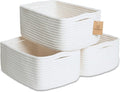 NaturalCozy 11.8"x8"x4.5” Storage Baskets for Shelves 3 Pack | Cotton Rope Woven Small Baskets for Organizing | Small Storage