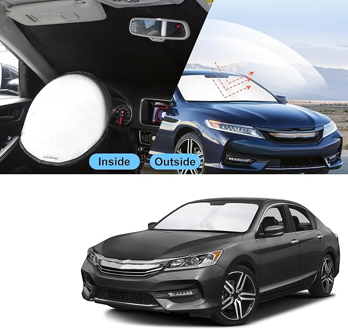 TINGLU Sun Shade for Honda Accord 2013-2017 Accessories Windshield Sun Shade Window Shade UV Rays Protection Sun Visor Cover with Steering Wheel Sunshade Storage Bag