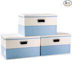 PRANDOM Large Foldable Storage Boxes with Lids [3-Pack] Fabric Collapsible Storage Bins Organizer Containers Baskets Cube wit