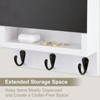 Key and Mail Holder for Wall, Key Holder with Chalkboard and Long Storage Box, Key Hanger with 3 Sturdy Hooks for Coat, Dog L