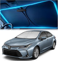 Windshield Sun Shade for Toyota Corolla 2020-2026 – Custom Fit Sun Shield with Mirror Cut‑Out, Blocks Heat & UV, Foldable with Storage Pouch - Toyota Corolla Windshield Sunshade