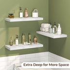 Fun Memories Floating Shelves for Wall 24 Inch Set of 3, Farmhouse Floating Shelves with Invisible Heavy Duty Bracket, 10 Inc