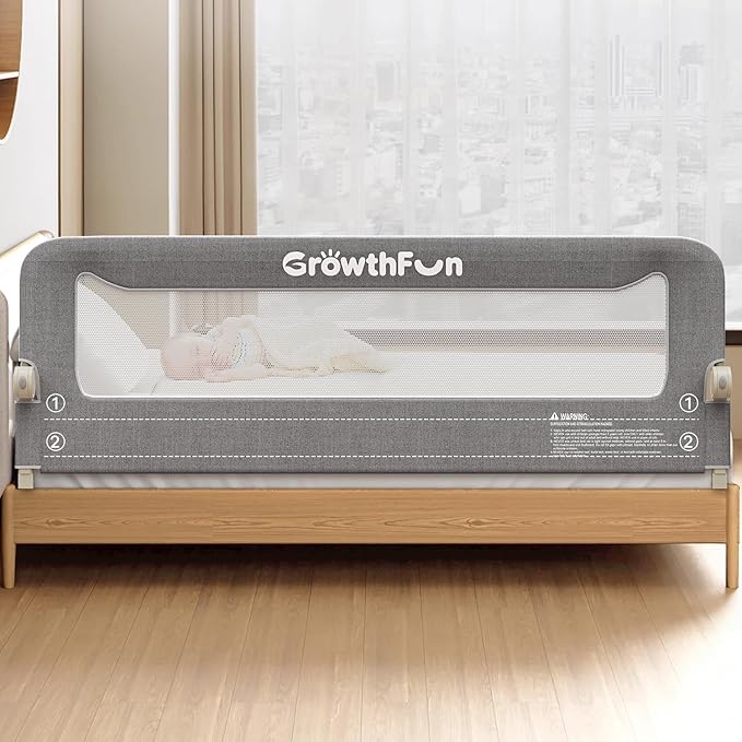 Foldable Bed Rail for Toddlers, 71in Reinforced Carbon Steel Frame&Connectors, Breathable Cationic Fabric - Safety Toddler Be