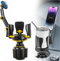 Frani Car Cup Holder Expander with Magnetic Phone Mount - Adjustable Insert Fits 2.68-4.33" Holders, 360° Gooseneck & Strong 