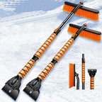 39" Extendable Snow Brush with Ice Scraper & Squeegee for Car Windshield,Rotating Auto Snow Brush with Foam Grip,Heavy Duty Car Snow Brush and Ice Scraper Combo for Truck SUV,Orange