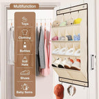 FENTEC 2 Pack Over the Door Shoe Organizer, Hanging Shoe Organizer, 28 Large Deep Pockets Door Shoe Rack with 6 Hooks Shoe Or