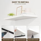 Dreamland 36" Floating Shelves for Wall, 12" Deep Slim White Floating Shelves, Wall-Mounted Shelves for Bedroom, Living Room,