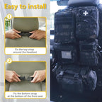 Universal Tactical Car Seat Back Organizer Bag Tactical Molle Vehicle Organizers Panel Vehicle Protector Organizers with 5 Detachable Pouches for Car (Upgraded B BCA)