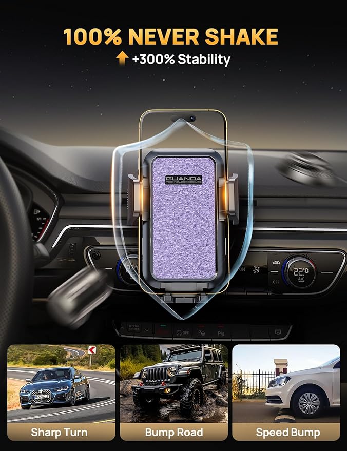 CD Slot Phone Mount, Upgraded Car Phone Holder [Thick Cases Friendly], 360° Adjustable Universal Phone Mount for Car CD Slot Mount for iPhone & Android Cell Phones (Light Purple)