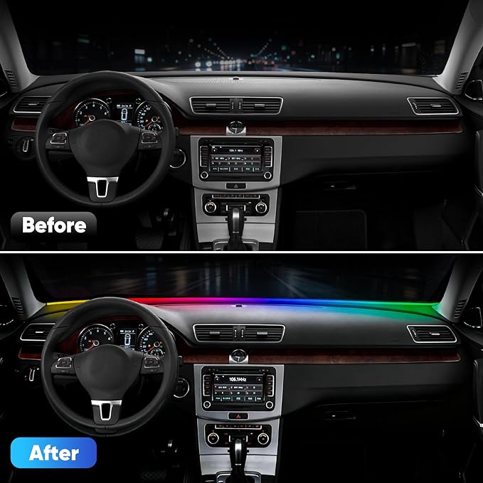 LED Strip Lights for Car Windshield 59in, RGB Ambient Lighting Car Interior with Noise Reduction, 16 Million Colors, Music Mode and Smart Control Car LED Lights Interior