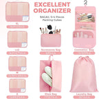 BAGAIL 9 Set Packing Cubes with Packing List Luggage Packing Organizers for Travel Accessories (Pink)