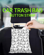 Car Trash Can, Durable Hanging Car Trash Garbage Bag, Cute Automotive Garbage Cans Organizer, Black White Cartoon Cats