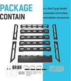 ECOTRIC 50" x 39" x 4.75" Roof Rack Cargo Basket W/Cross Bars Fit for Car SUV Pickup Truck Van Universal Top Cargo Carrier Metal Luggage Storage Holder Basket Rack for Travel 150Lbs Steel Black