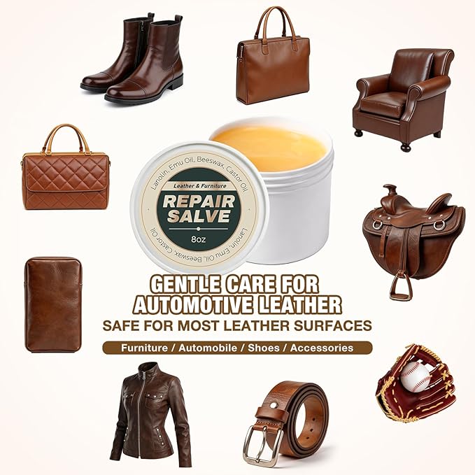 Leather Conditioner & Repair Cream: Leather Cleaner and Conditioner for Car Seats and Interiors - Repair Conditioning Salve f