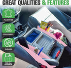lebogner Between Car Seat Gap Filler Organizer, 2 Pack PU Leather Side of Center Console Car Pocket for Phone, Coins and Keys, Multifunction Crevice Caddy Catcher, Vehicle Interior Accessories, Pink
