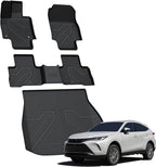 LASFIT Floor Mats&Trunk Mat for Toyota Venza 2021-2025 All Weather TPE Mats Custom Fit Floor Liner for Toyota Venza LE/XLE/Limited/Nightshade 1st and 2nd Row Full Set Car Mats and Cargo Liner, Black