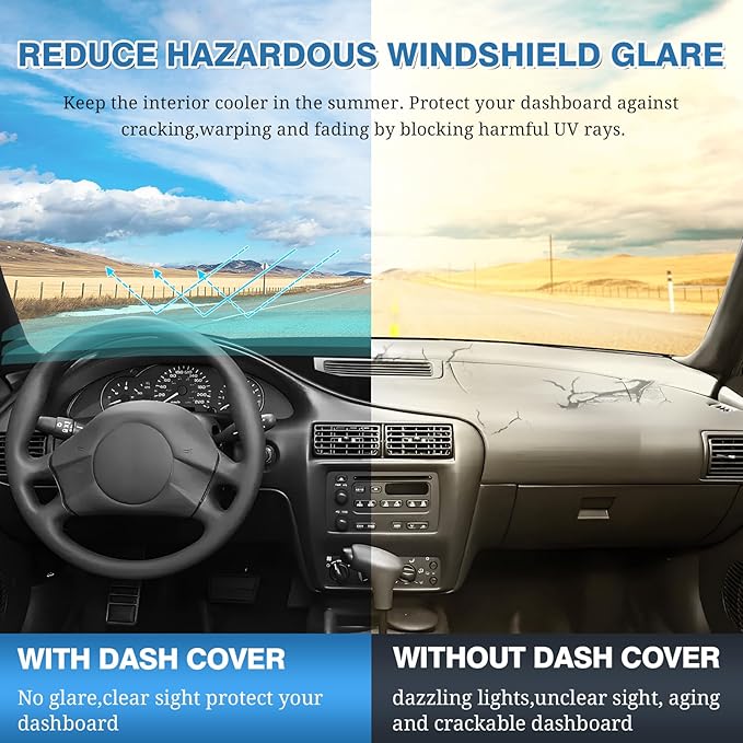 FIILINES Dash Cover for Chevy/Chevrolet Cavalier 1995-2005, Dashboard Cover Cavalier Accessories Suede Dash Cover Mat Sunshad