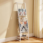 DGWJSU Blanket Ladder, 5 Tier Ladder Shelf,Wooden Blanket Ladders for Living Room and Bedroom, 5.2ft Blanket Holder Rack Farm