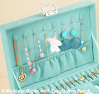QBestry 3-Layer Jewelry Box for Girls & Teens with Lock and Key, Large Jewelry Organizer with 8 Necklace Hooks & 56 Earring H