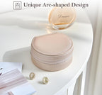 ProCase Travel Size Jewelry Box, Mini Portable Seashell-Shaped Jewelry Case, 2 Layer Organizer in PU Leather for Women -Champ