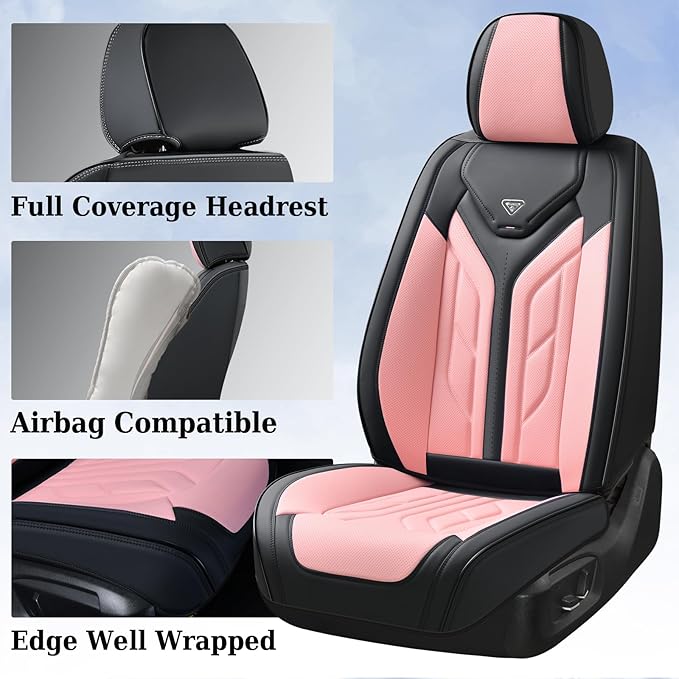Coverado Front Seat Covers, Car Seat Covers Front Seats, Leather Seat Covers for Cars, Automotive Seat Covers Car Seat Protec