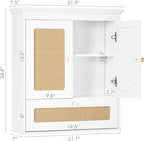 Spirich Bathroom Wall Cabinet Over Toilet, Boho Rattan Medicine Cabinet with Adjustable Shelf, Space-Saving Wall Mount Storag