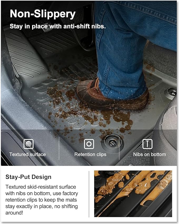KIWI MASTER Floor Mats for 2018-2024 Toyota Camry, OEM Replacement ‎PT908-03180-20, Custom Fit All Weather Car Mats, Heavy Duty TPE Floor Liners, Front & Rear 2 Row, Black