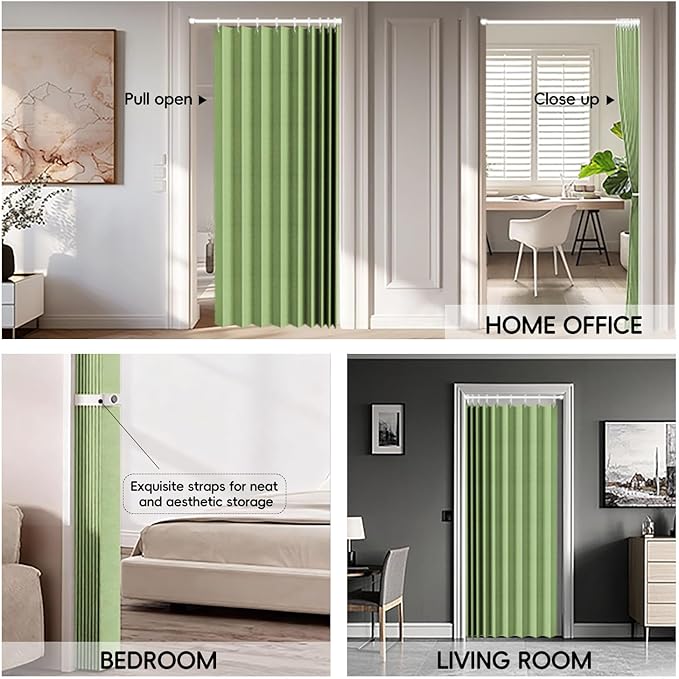 Jilron 100% Blackout Fabric Folding Door Curtain with Magnetic Closure - Accordion Style for Sliding Doors, Closets,Wardrobe 