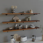 Industrial Pipe Wall Wood Shelves,Real Wooden Shelves 72" in Special Brown Color with 1.2" Extra Thickness, Modern Floating S