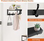 dreampossible Coat Rack Wall Mount with Shelf, Coat Hanger Wall Mount with Key Hooks and Mail Holder, Wood Entryway Floating 