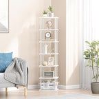 Vertical Tall Shoe Rack Organizer for Entryway -7 Tier Free Standing Slim Narrow Bamboo Wood Corner Stackable Shoe Boots Stor