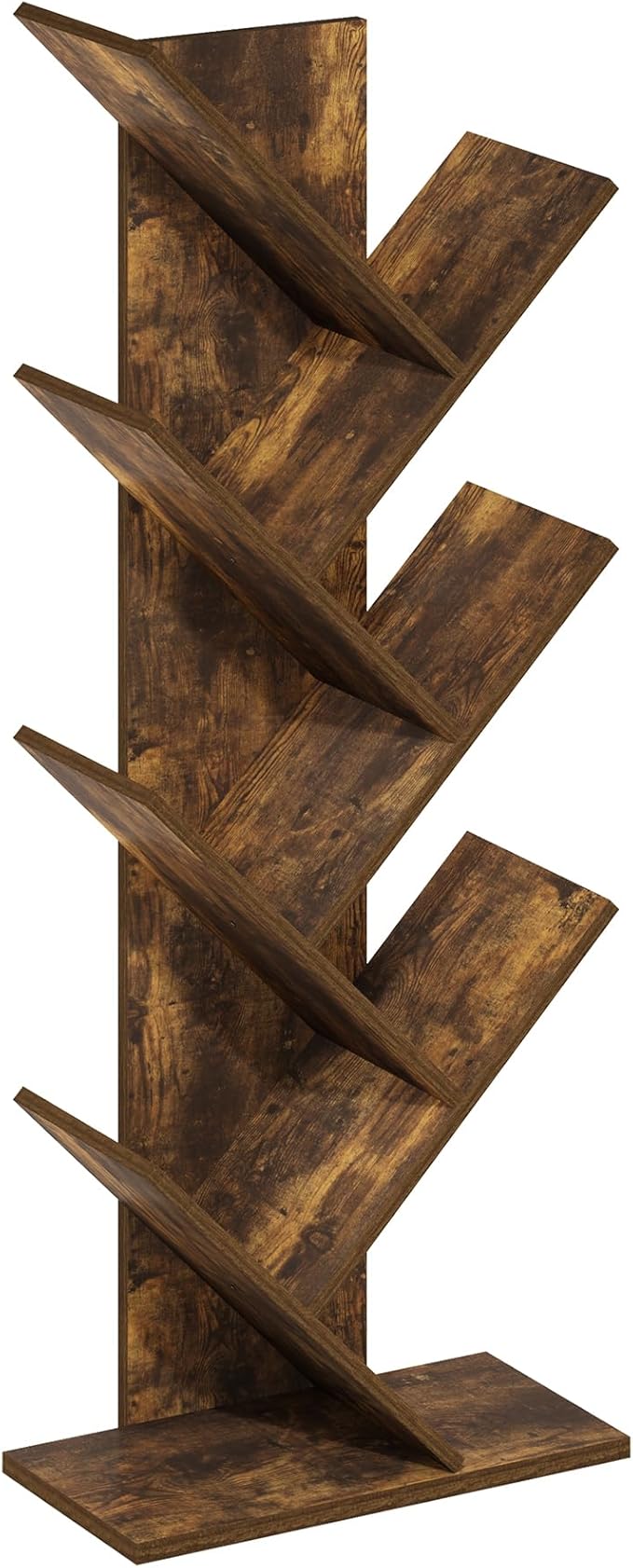 Furinno Tree Book Shelf, 7-Tier Bookshelf with Angled Open Shelf, Tree Bookcase for Room Decor, 8.4 x 15.7 x 39.4, for Organi