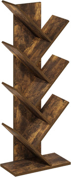 Furinno Tree Book Shelf, 7-Tier Bookshelf with Angled Open Shelf, Tree Bookcase for Room Decor, 8.4 x 15.7 x 39.4, for Organi