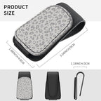 Sunglasses Holder for Car Visor, PU Leather Glasses Clip Organizer, Cute Magnetic Eyeglass Holder for Vehicle Sun Visor, Car Interior Accessory for Women & Men Snow Leopard Gray