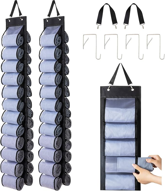 DHSFKBE Legging Organizer Storage - 2PCS T Shirt Organizer, Hanging Closet Organizers and Storage with 26 Roll Independent Co