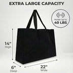 Extra Large Canvas Tote Bag - Big Reusable Grocery Shopping Heavy Duty Foldable