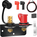 250A Remote Battery Terminals 3/8" Stud Battery Jump Post with Heavy Duty Mounting Bracket and 4AWG Cable Battery Charging Post Kit Battery Relocation Kit for UTV RV Auto Trucks Mowers Boats