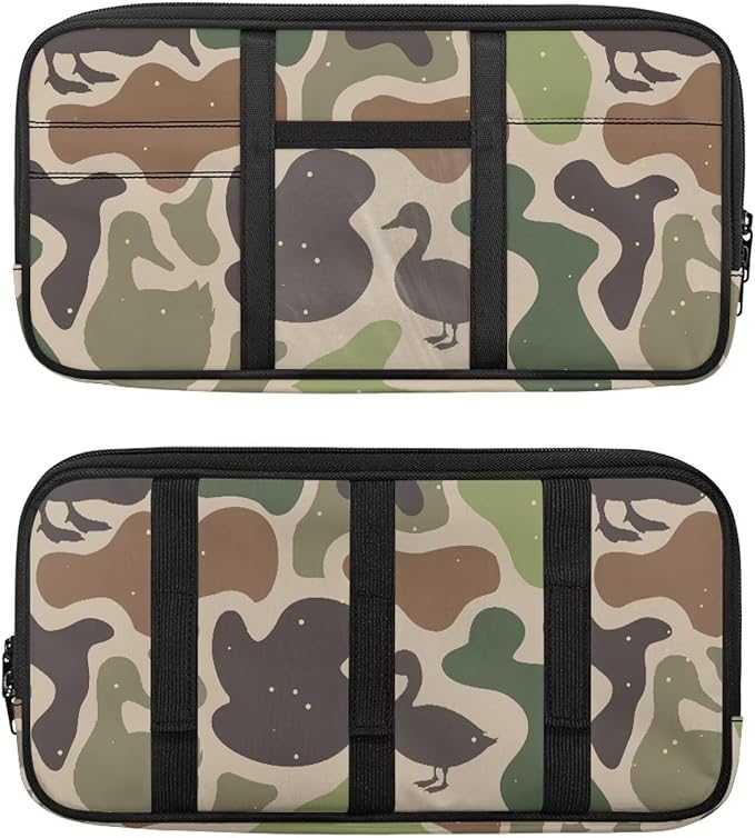 Ducks Camo Car Visor Organizer Keep Tidy Car Sun Visor Storage Bag with Big Zipper Pocket Card Holder Universal Fit for Most Cars SUV
