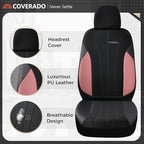 Coverado Automotive Seat Covers Front Seats, Luxury Car Seat Covers, Leather Seat Covers 2-Pack, Mesh Design, Pink Driver Sea