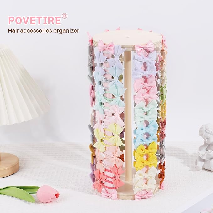 POVETIRE Bow Holder for Girls Hair Bows,Pink Hair Bow Organizer, Hair Clips Stand Hair Accessories Rack Display Decors Baby N