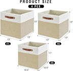 Bagnizer 13x15x13 Storage Cube Bins, Foldable Storage Organizer Baskets, Fabric Cube Storage Boxes with 2 Reinforced PU Handl
