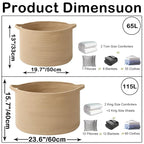 65L Extra Large Woven Cotton Rope Blanket Basket with Handles, Laundry Hamper Storage Bin for Pillows, Comforters,Clothes, To