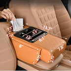 Car Armrest Cushion,5-in-1 Center Console Cover with 2 Storage Bags Cup Holder, Tissue Box Slot, Phone Slot for Sedans, Car Accessories Interior Organizers (Black)
